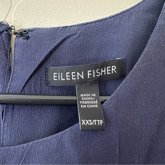 Eileen Fisher Silk Georgette Crepe Asymmetrical Dress - Picture 8 of 8